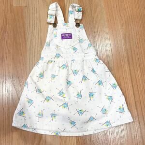 Vintage 4T OshKosh B'Gosh Baby Overall Skirt Ski Bunny White Corduroy USA